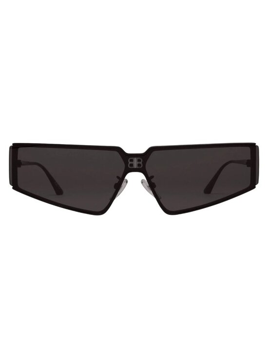 NEW BALENCIAGA SUNGLASSES BB0192S 001 UNISEX SHIELD BLACK/GRAY EYEWEAR main image 4